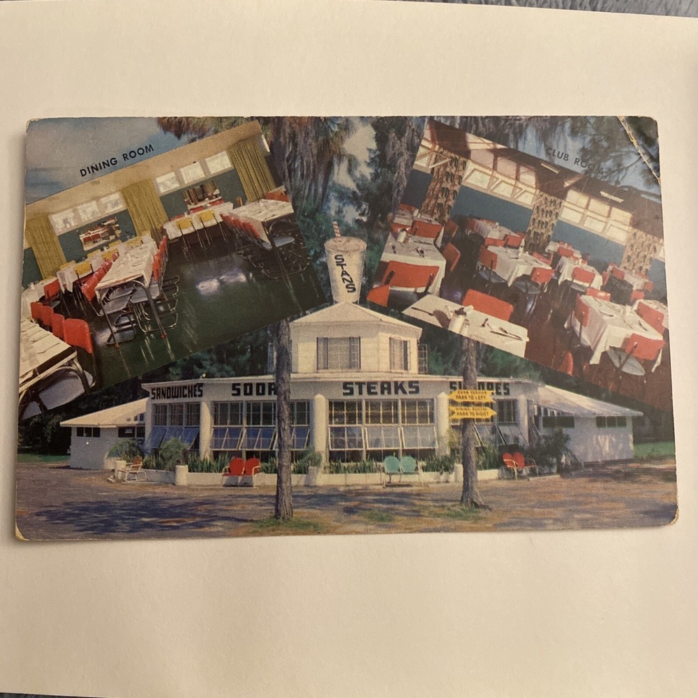 Vintage Tampa FL Postcard Stan's Famous Steakhouse Restaurant posted 1953